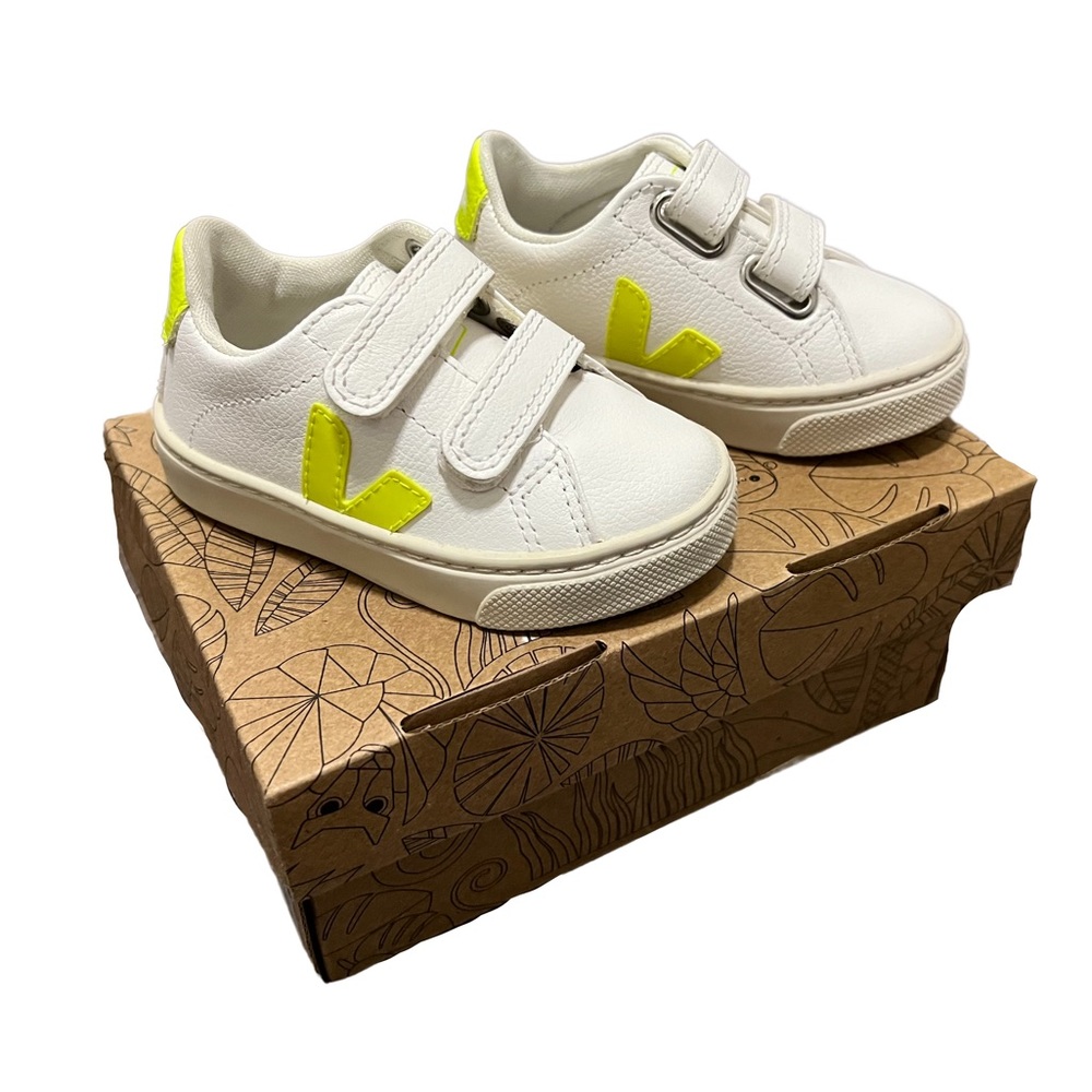 VEJA Velcro Esplar Leather Yellow Toddler Sneakers